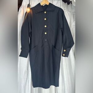 BERGDORF GOODMAN ON THE PLAZA Dress: Pinstripe Power Suit Vintage 80s (6-8) Rare